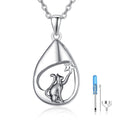 Teardrop Urn Necklace 925 Sterling Silver Cremation Pendant with Funnel Kit – Black