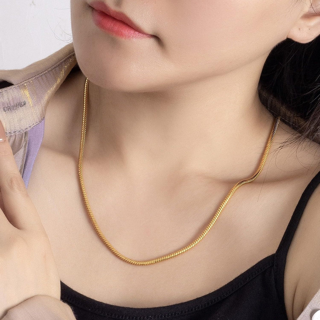 Snake Chain Necklace 3mm Sterling 925 Round Link Serpentine 19in – Silver 3mm