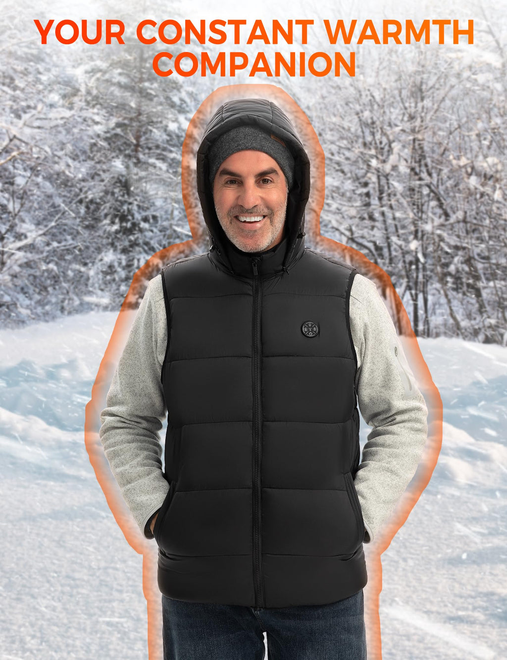 Men's Heated Vest 15-Zone Lightweight Breathable for Outdoor Sports – Black M