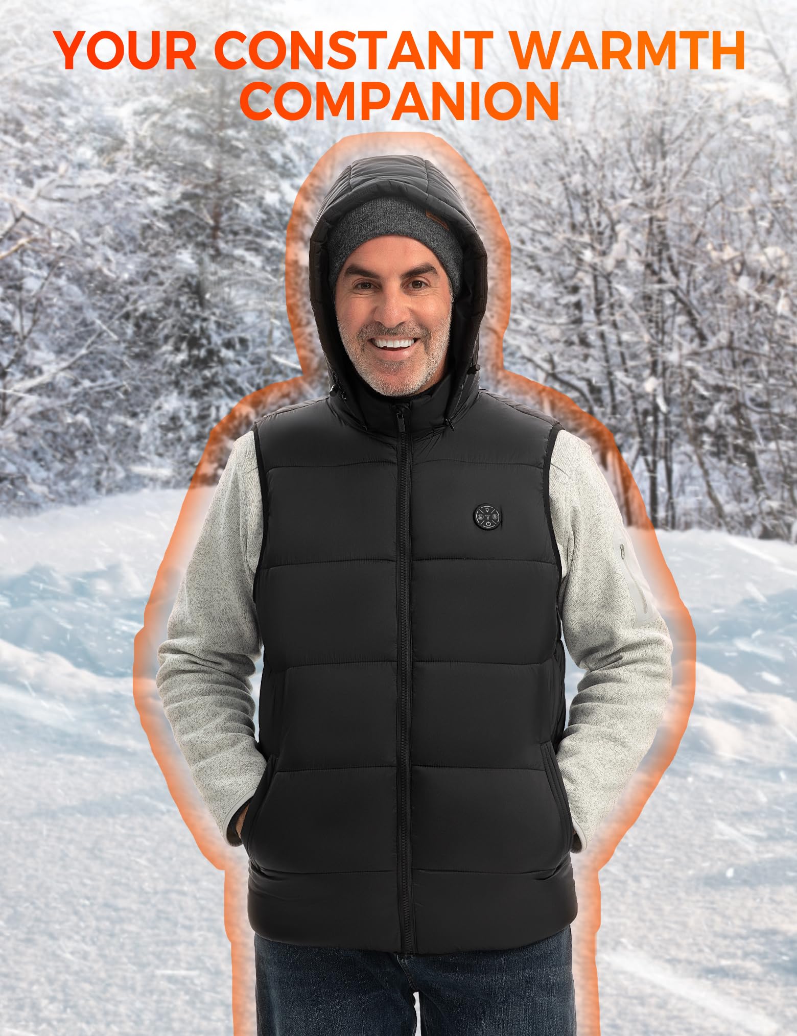 Men's Heated Vest 15-Zone Lightweight Breathable for Outdoor Sports – Black M