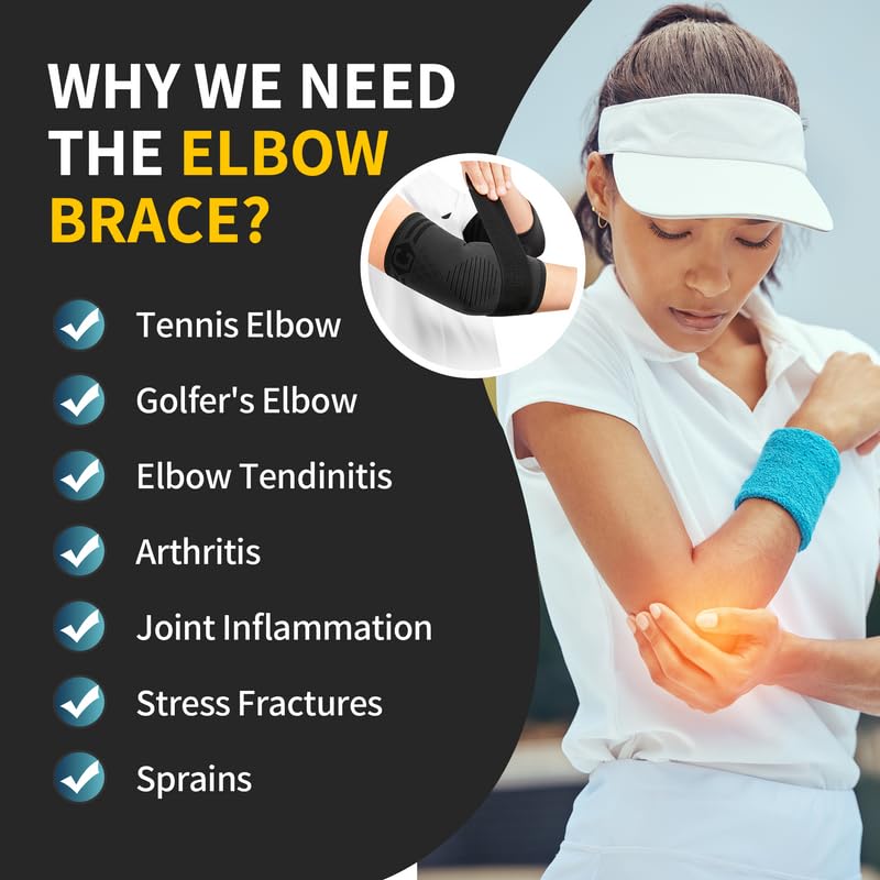 CAMBIVO Adjustable Tennis Elbow Brace 2 Pack, Tennis Elbow Support Strap with Gel Pad, Tennis Elbow Wrap for Pain Relief, Recovery, Tennis Golfer's Elbow, Work, Sports, Men Women
