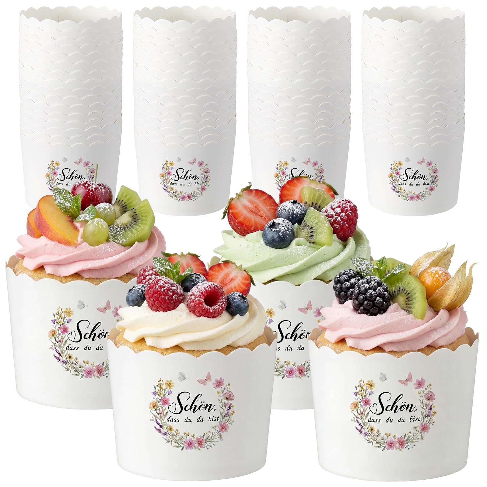 Paper Muffin Cups 150-Pack Mini Baking Cups for Baptism, Communion & Wedding Favors – Printed