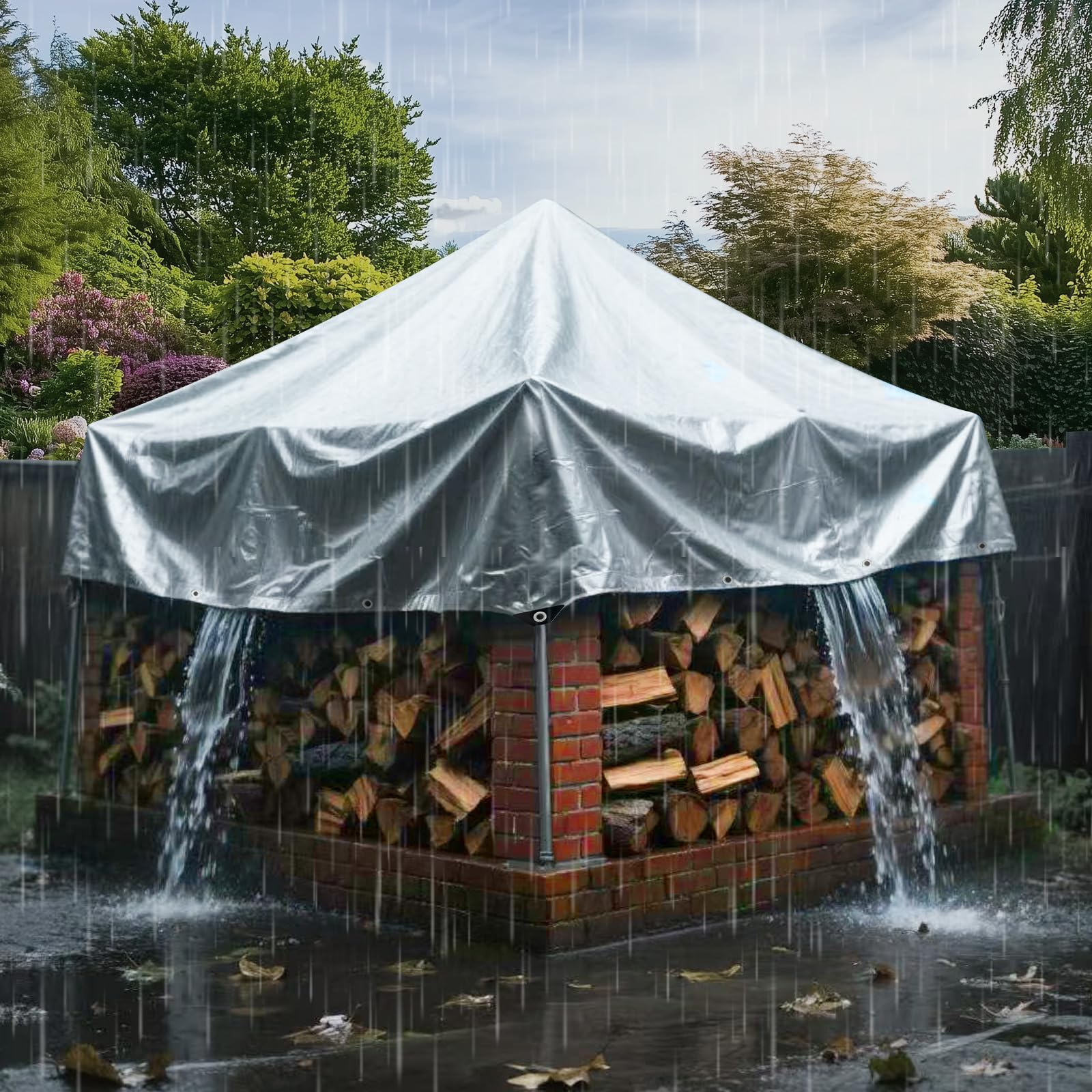 Waterproof Tarpaulin 4x4m UV-Stabilised 160gsm Eyelets Tear-Resistant – Silver