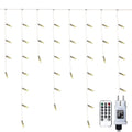 Gresonic 200/400/600 LED 5m/10m/15m icicle light chain light curtain icicle outdoor indoor decoration power operated [energy class A+] (400LED 10m, warm white flashing modes dimmable)