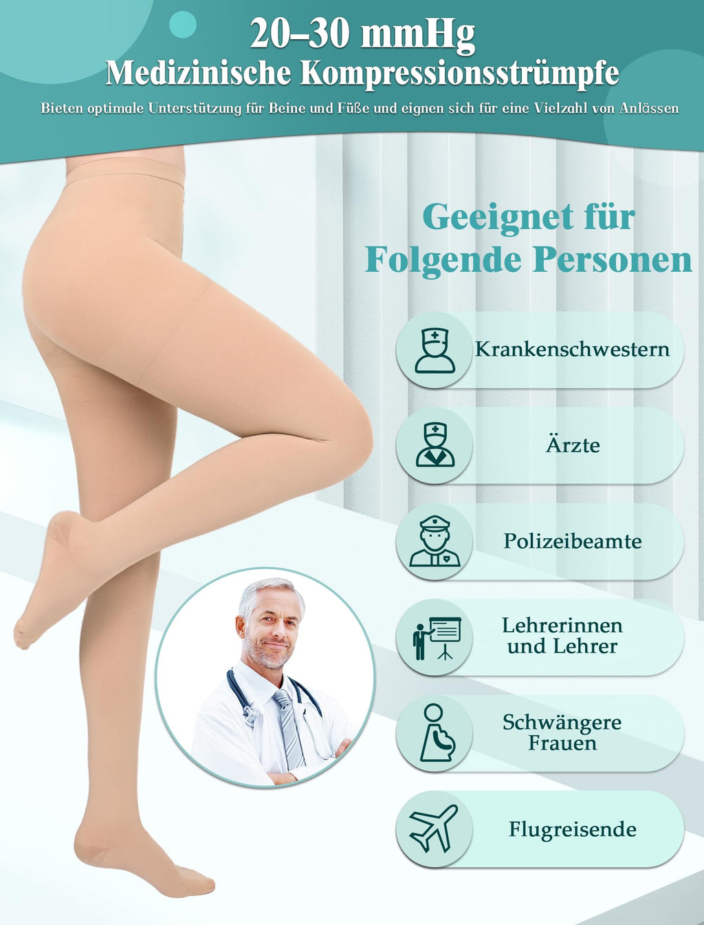 Compression Stockings 20-30 mmHg Class 2 Medical Support – Unisex
