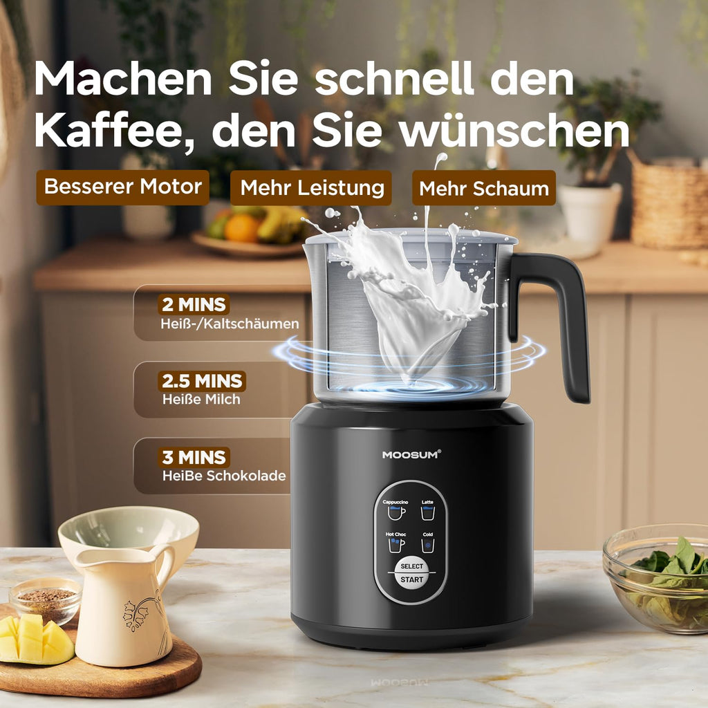 Electric Milk Frother 4-in-1 500ml Hot & Cold Stainless Steel – Silver