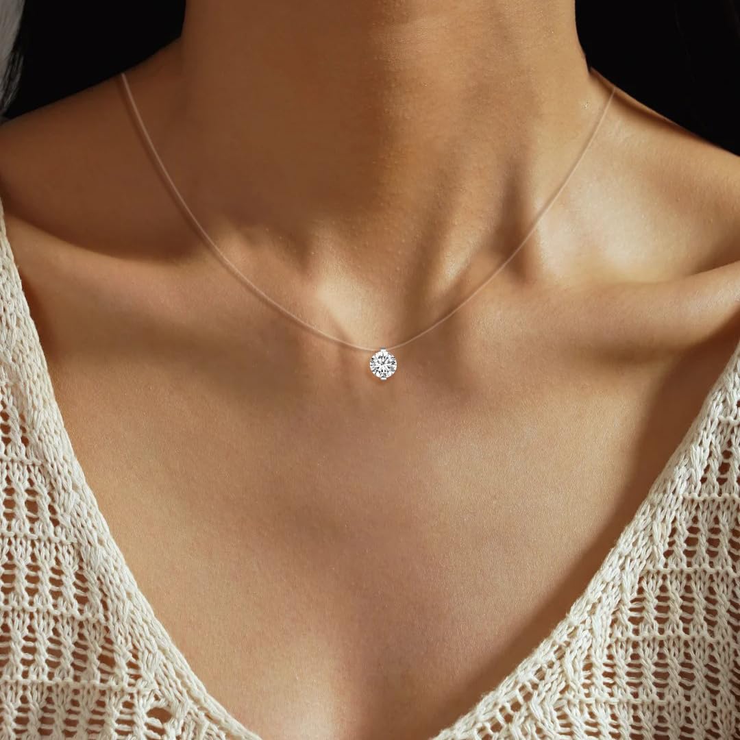 Women’s Moissanite Necklace 2ct 8mm D VVS1 – Nylon Chain