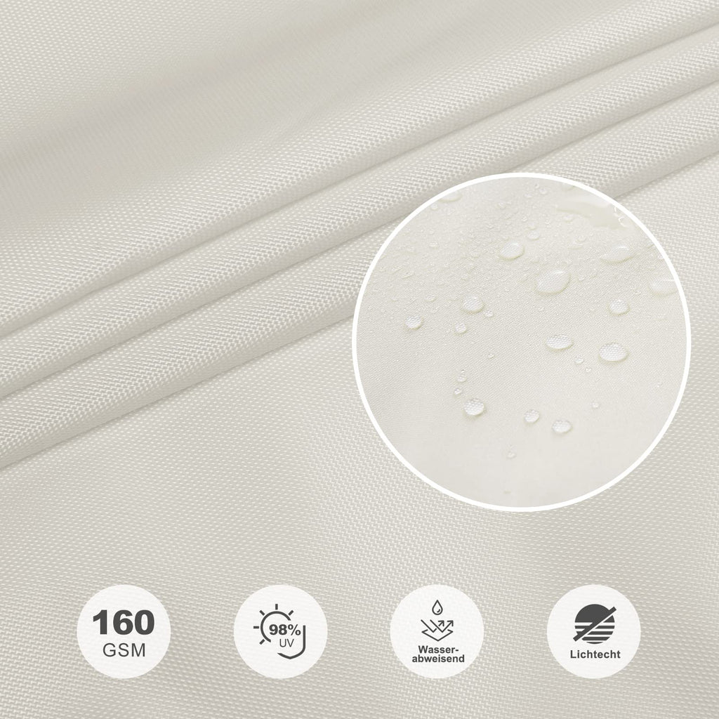 HAIKUS Sun Sail Waterproof Rectangular 3x4m Sun Protection Water-Repellent Premium PES Polyester with UV Protection for Balcony Garden Terrace Cream