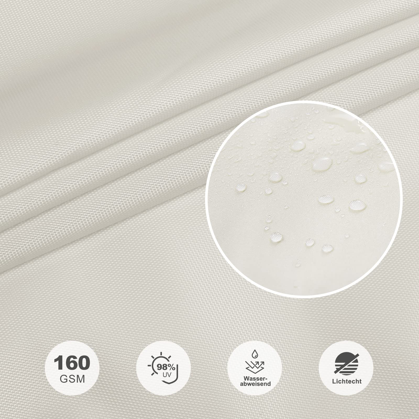 HAIKUS Sun Sail Waterproof Rectangular 3x4m Sun Protection Water-Repellent Premium PES Polyester with UV Protection for Balcony Garden Terrace Cream