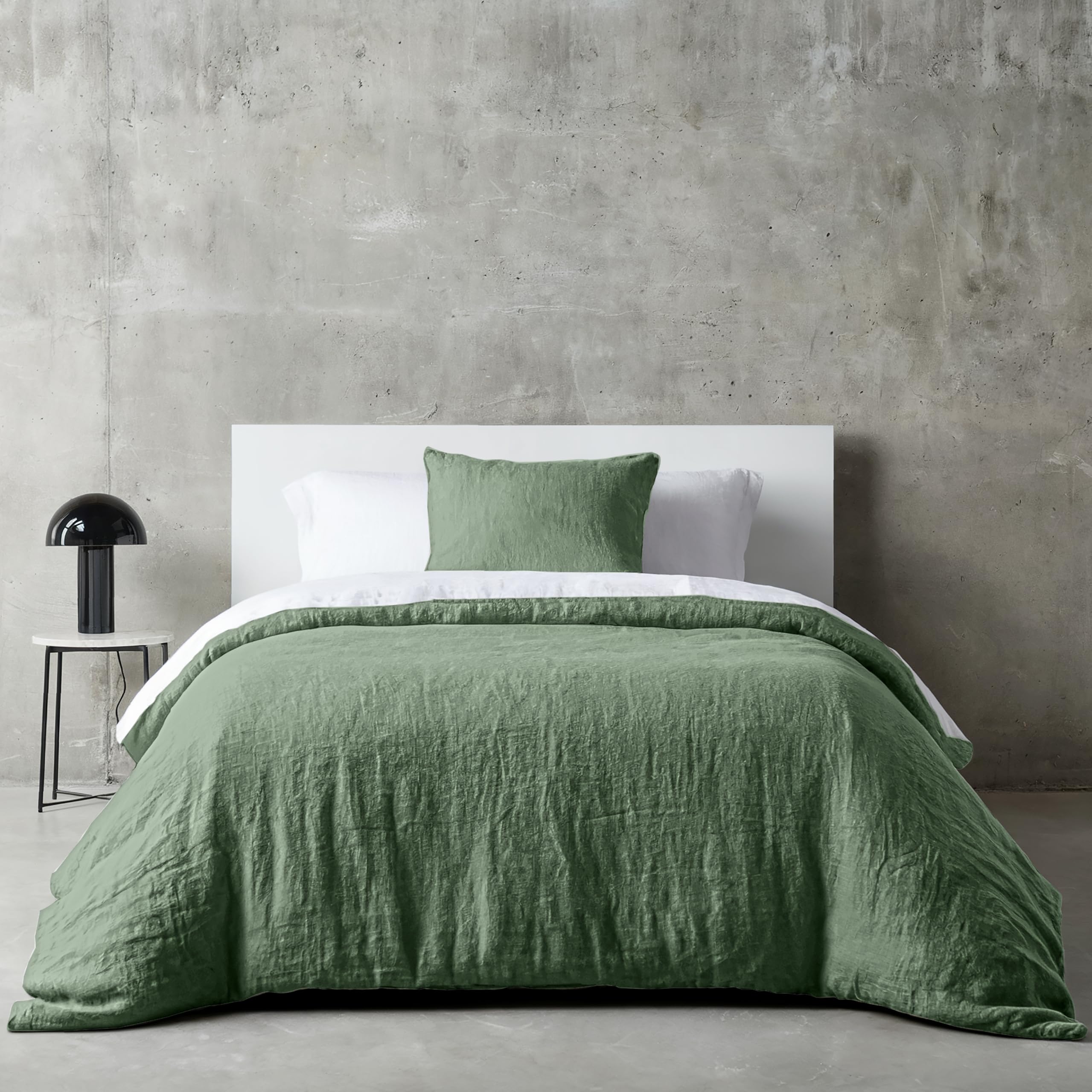 Dreamzie Bedding 135x200 Cotton, Bedding Sets Green with Zipper, Similar Texture to Stone Washed Linen, Includes 1 Duvet Cover 135x200 and 1 Pillowcase 80x80