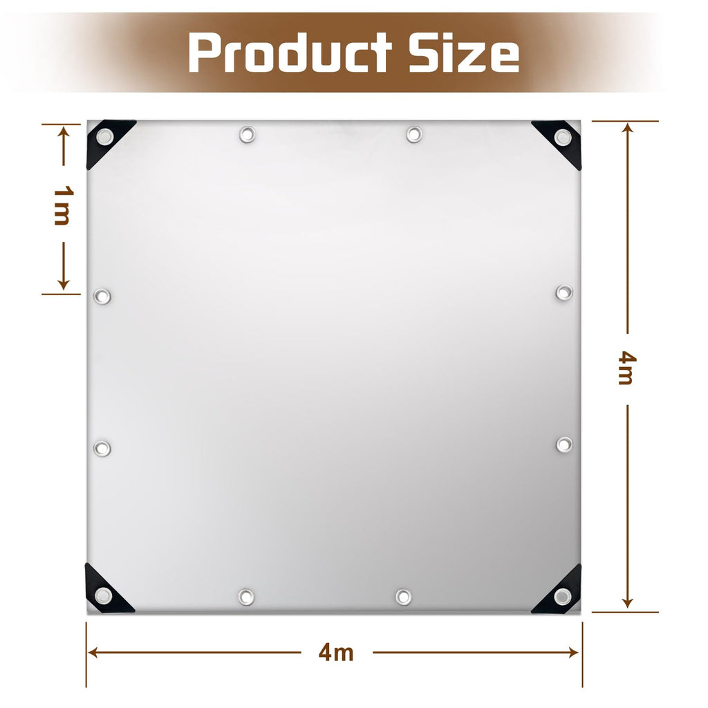 Waterproof Tarpaulin 4x4m UV-Stabilised 160gsm Eyelets Tear-Resistant – Silver