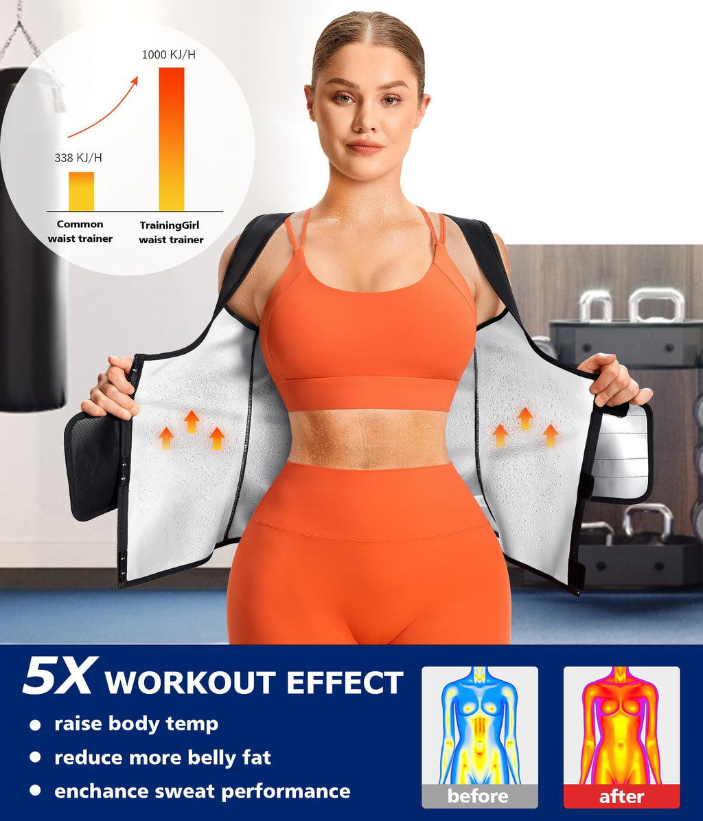 Women’s Tummy Control Sauna Waist Trainer Body Shaper – Black L