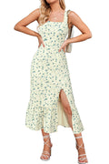 Women's Sleeveless Square-Neck Midi Dress Beach Casual – Yellow XL