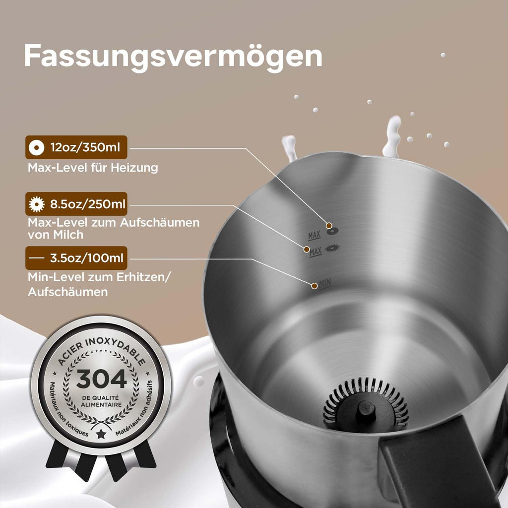 Electric Milk Frother 4-in-1 500ml Hot & Cold Stainless Steel – Silver