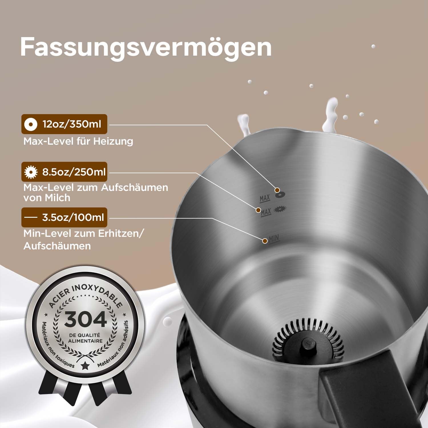 Electric Milk Frother 4-in-1 500ml Hot & Cold Stainless Steel – Silver