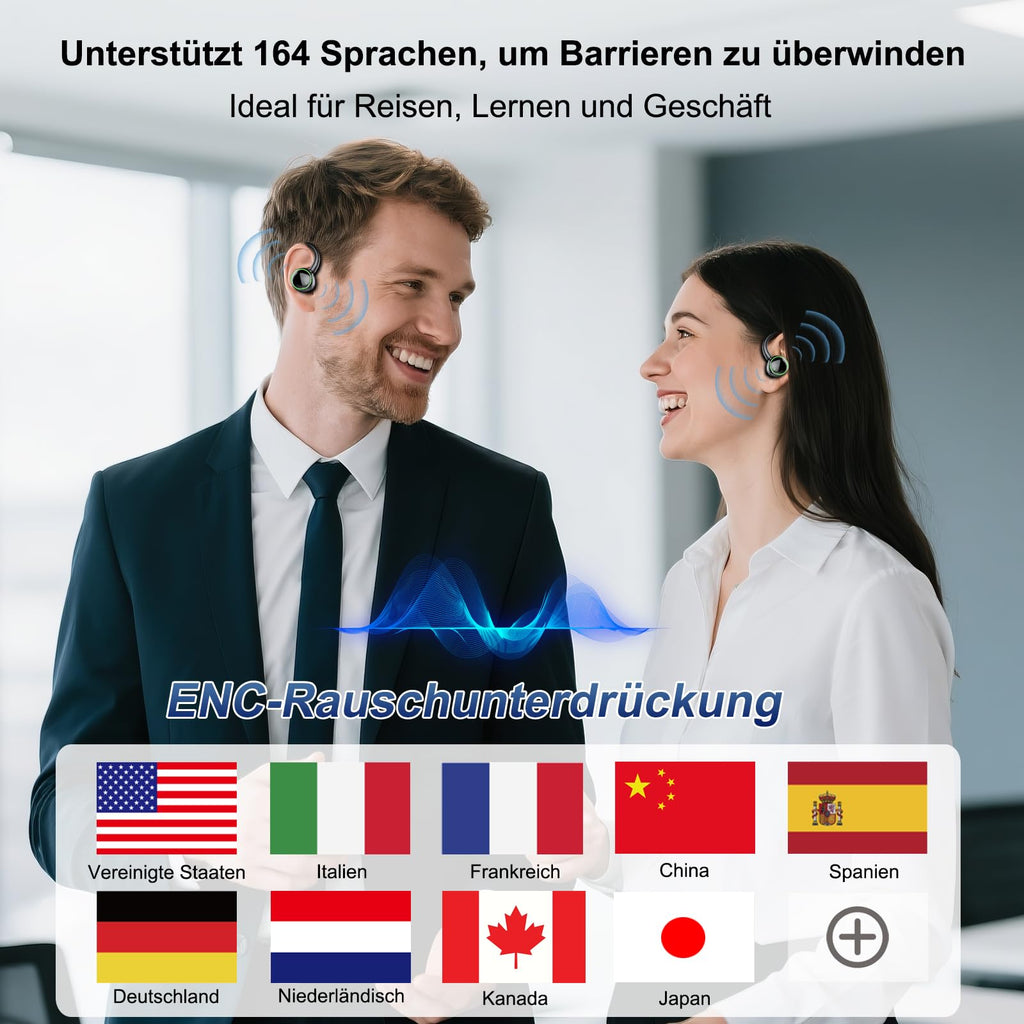 AI Headphones Translator 3-in-1 Bluetooth 5.4 Real-Time Voice Translation – Deep Black
