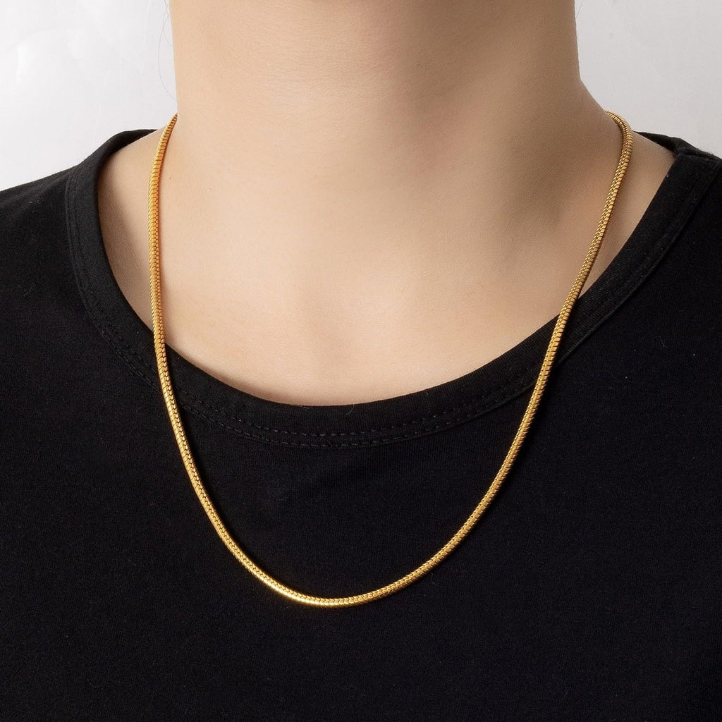 Snake Chain Necklace 3mm Sterling 925 Round Link Serpentine 19in – Silver 3mm