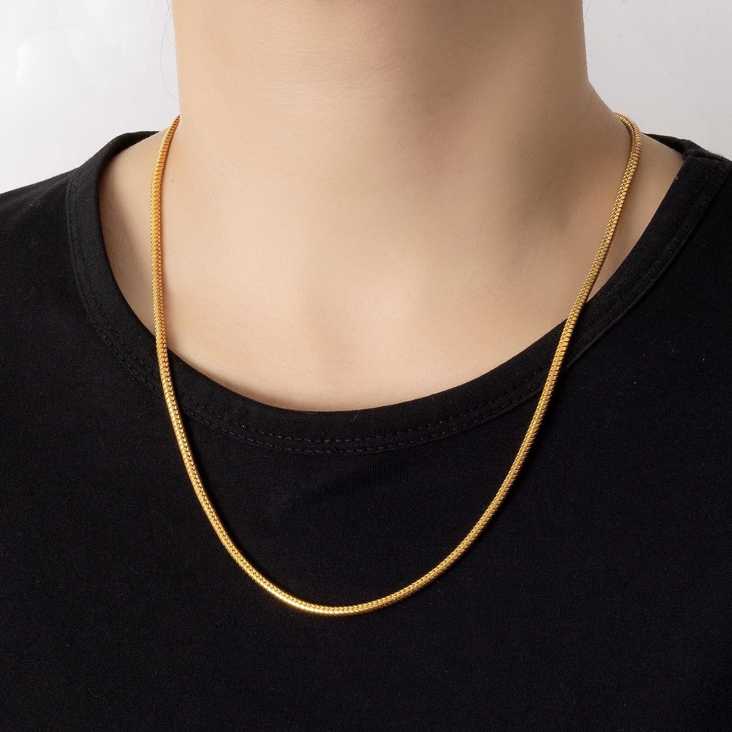 Snake Chain Necklace 3mm Sterling 925 Round Link Serpentine 19in – Silver 3mm
