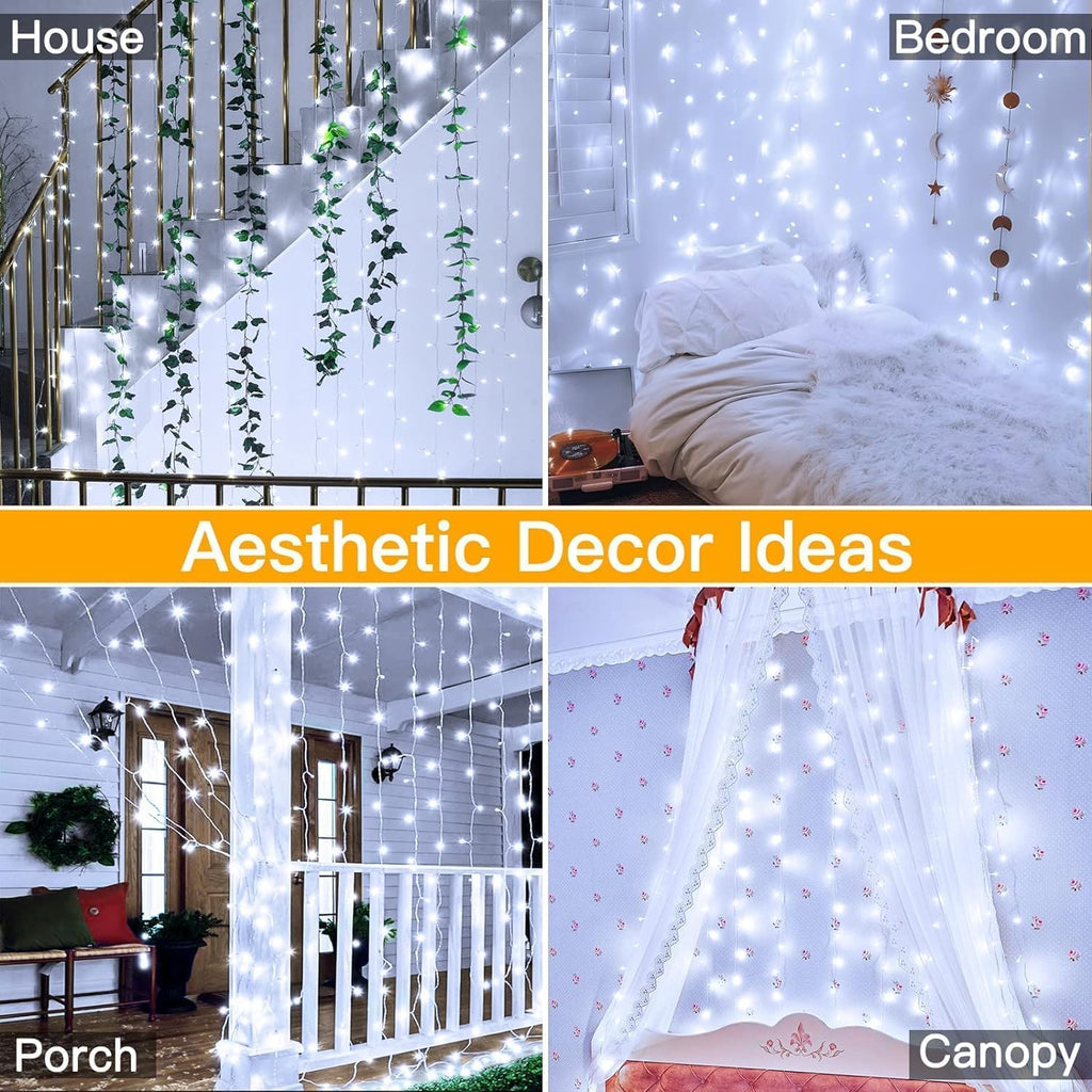 LED String Lights Curtain 3m x 3m 300 LEDs – White