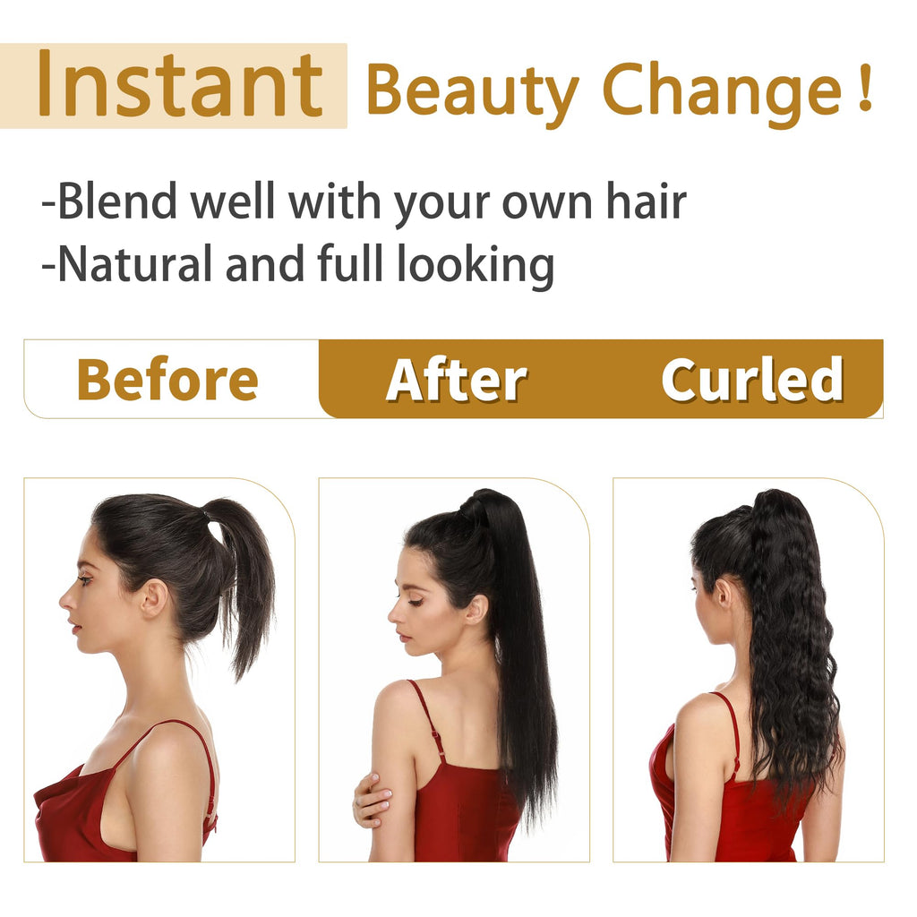 SEGO Real Hair Ponytail Extension Heat Resistant 40.6cm 80g – Light Blonde #613-1