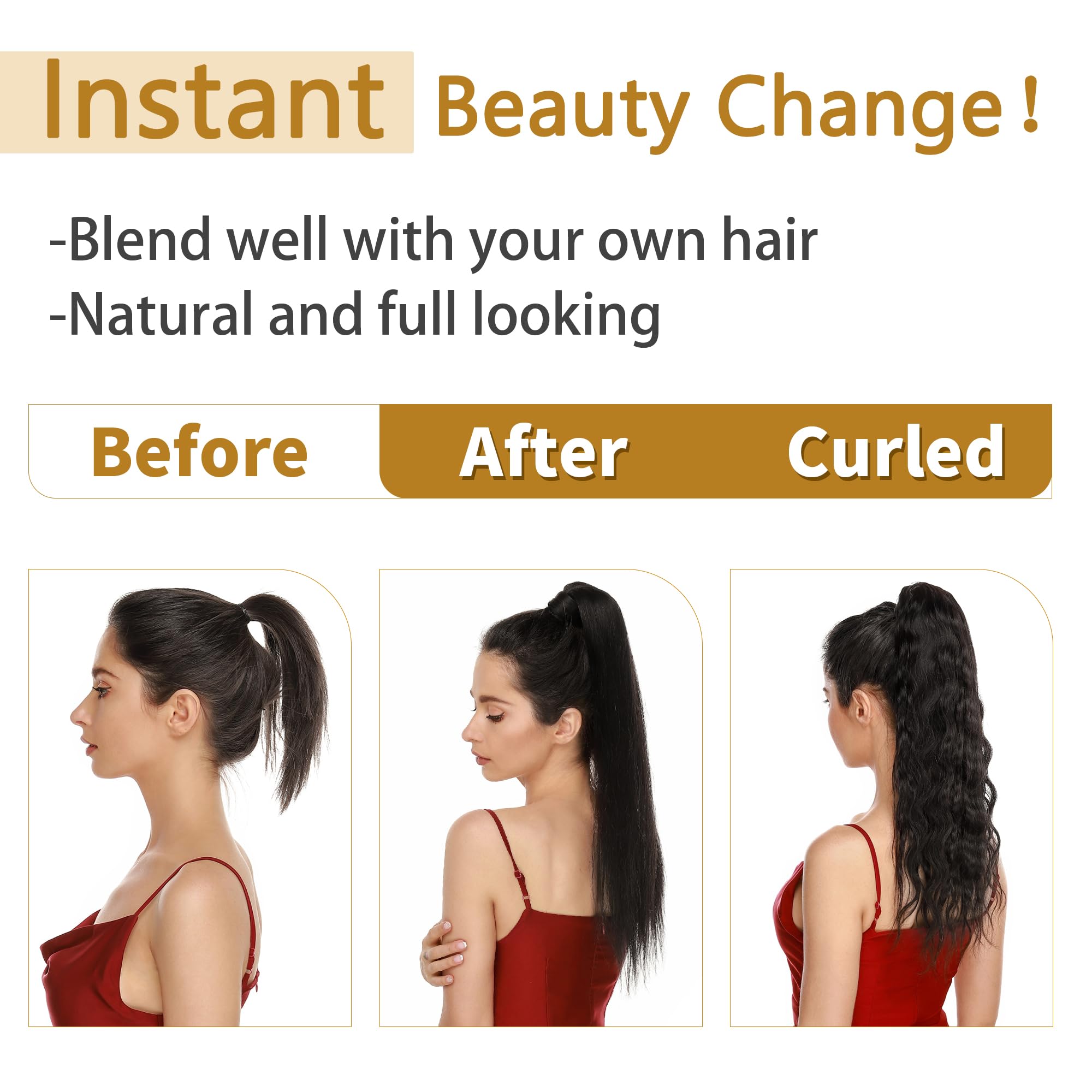 SEGO Real Hair Ponytail Extension Heat Resistant 40.6cm 80g – Light Blonde #613-1