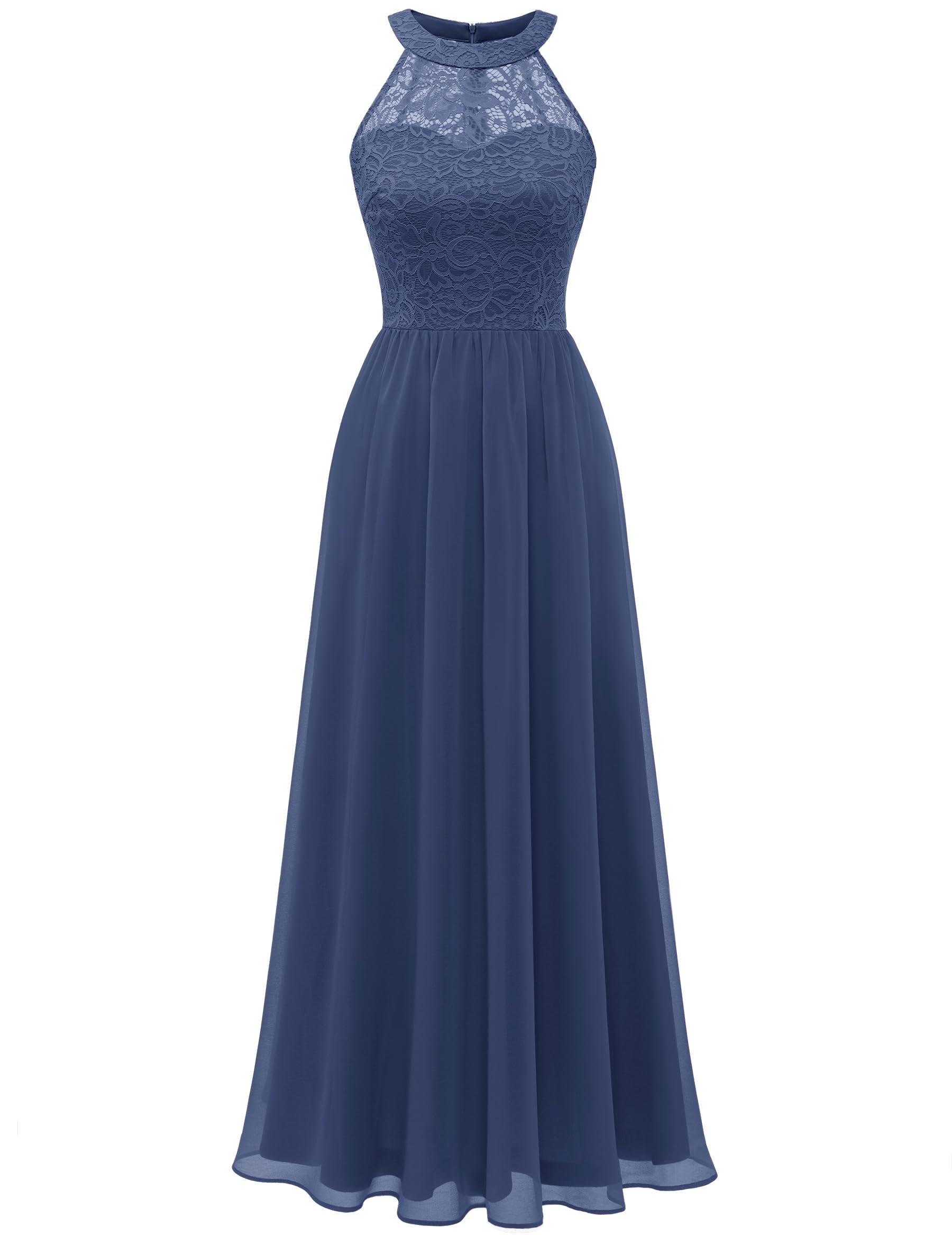Women's Lace Chiffon Evening Dress Long Wedding Ceremony – Champagne L