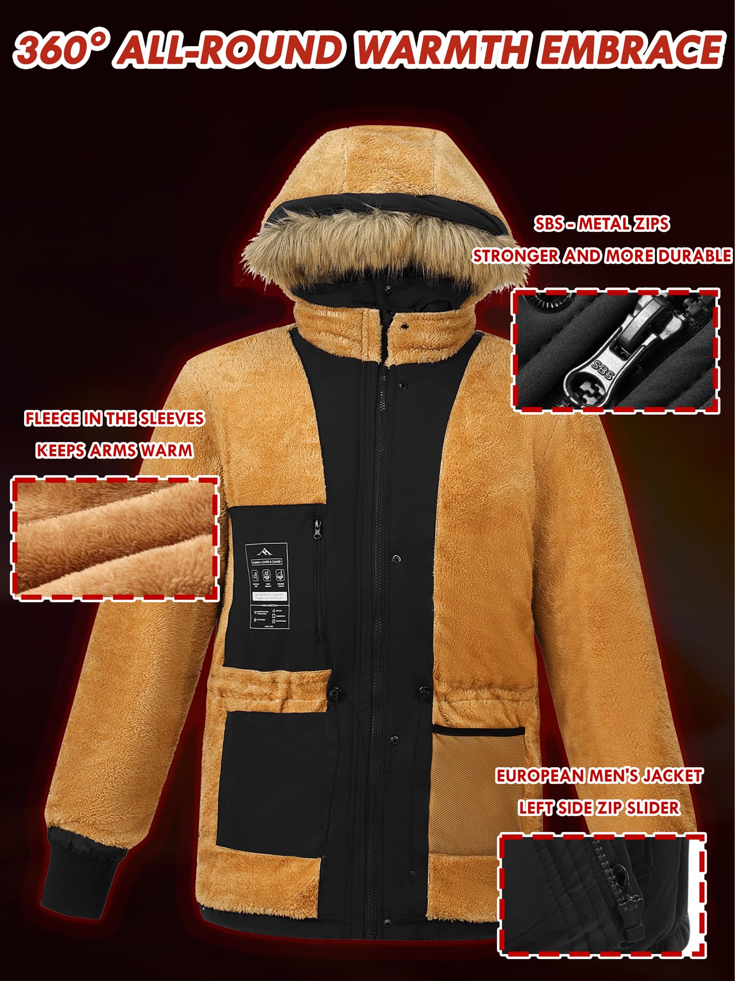 Men's Waterproof Winter Jacket Casual Long Parka with Detachable Hood – Dark Grey XL