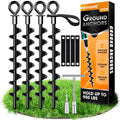 Heavy-duty ground anchors 4 pack, robust, fully screwed ground anchors with straps for securing trampolines, canopies, swings, etc.