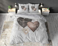 Sleeptime bed linen 100% cotton love hearts, 200 x 200cm, + 80 x 80cm, grey