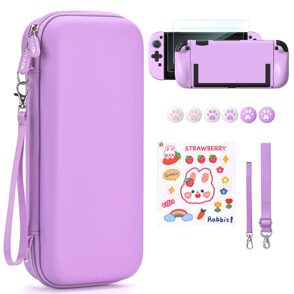 Switch 2 Carrying Case 15-in-1 with 19 Game Card Slots & J-Con Storage Protective – Purple