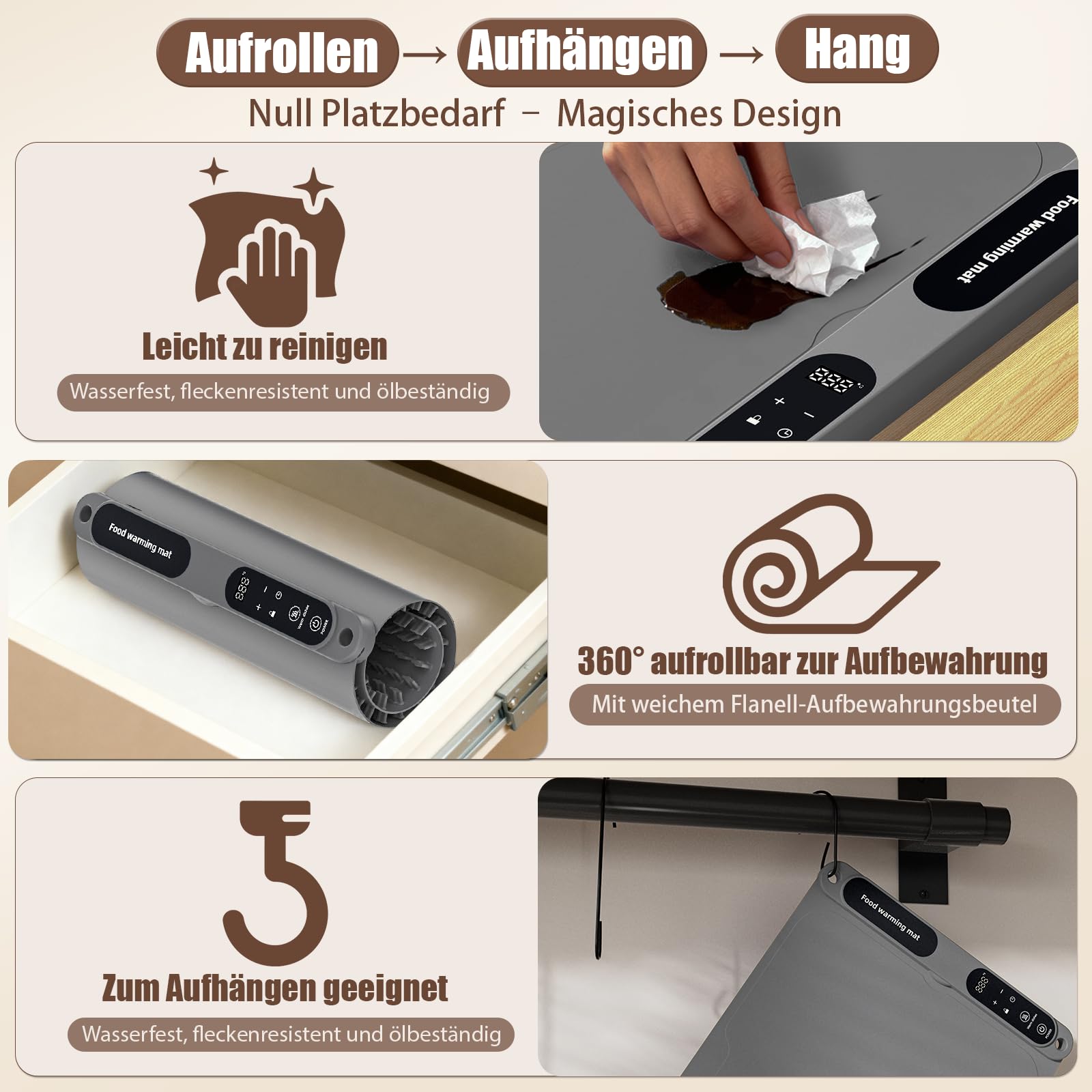Portable Food Warming Plate Adjustable Temperature Control – Nano-Silicone