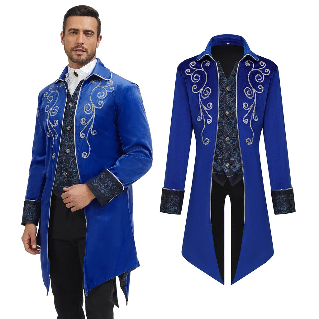 Steampunk Men's Coat Victorian Gothic Cosplay – Blue XL