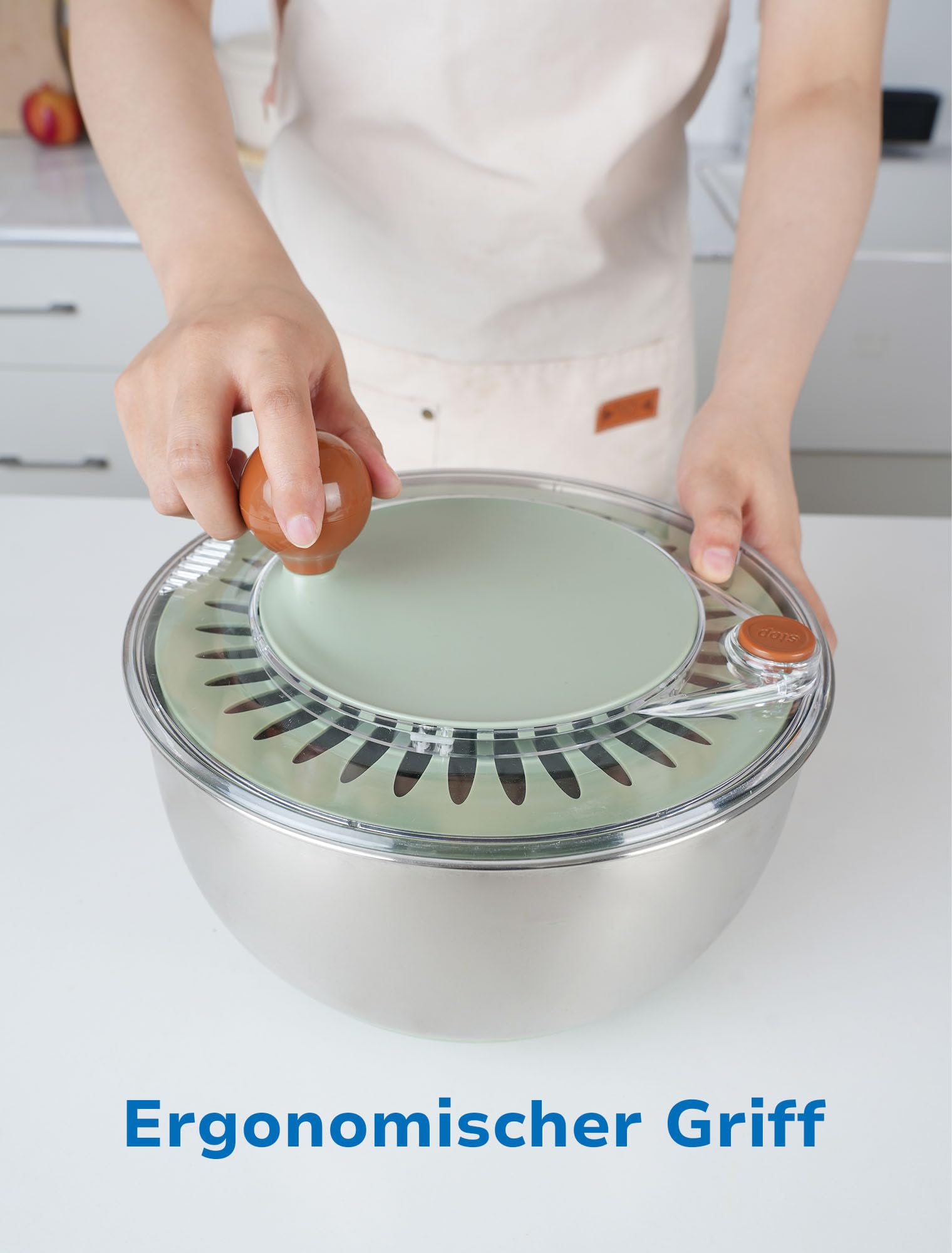 Salad Spinner 5L Stainless Steel Non-Slip Base with Lid BPA-Free – Large