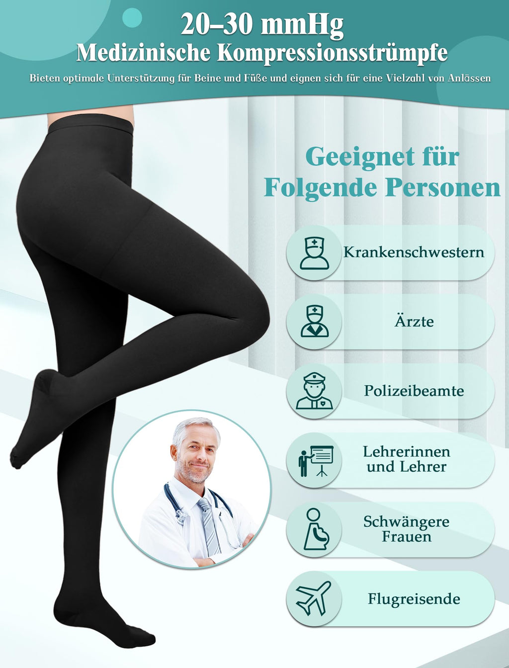 20-30 mmHg Medical Compression Stockings Class 2 for Varicose Veins – Unisex