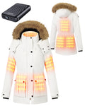 Heated Jacket 12V 18400mAh Power Bank 8 Heating Zones 3 Temp Levels – White XL