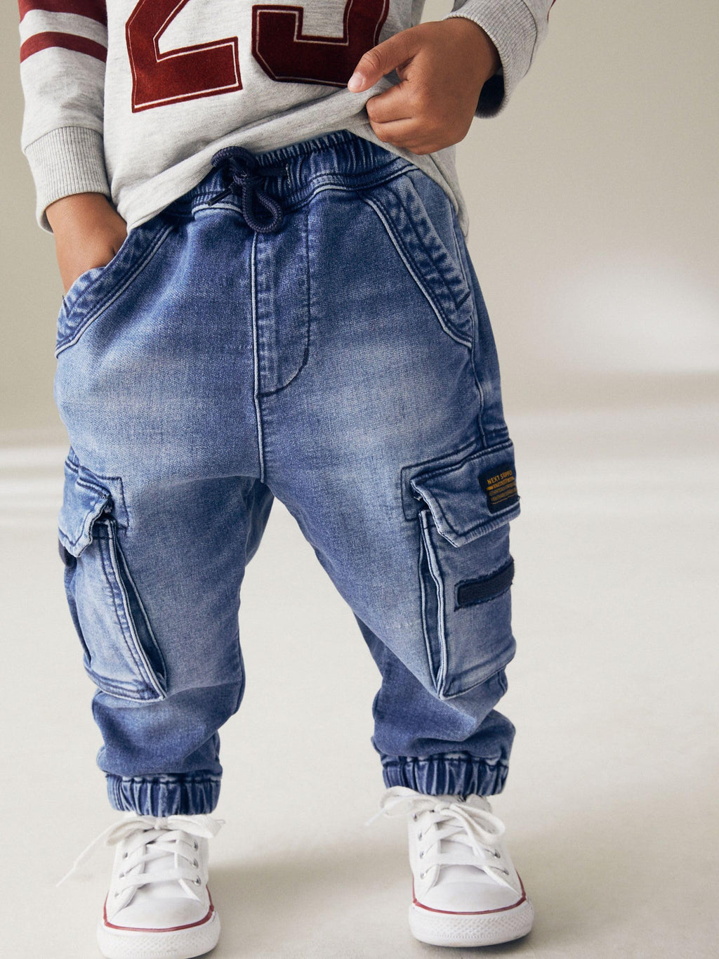 NEXT Boys Cargo Jeans Comfortable Stretch Medium Blue – 2-3 Years