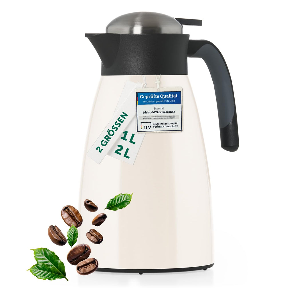 Blumtal BPA-Free Thermos Teapot 1L – Off-White