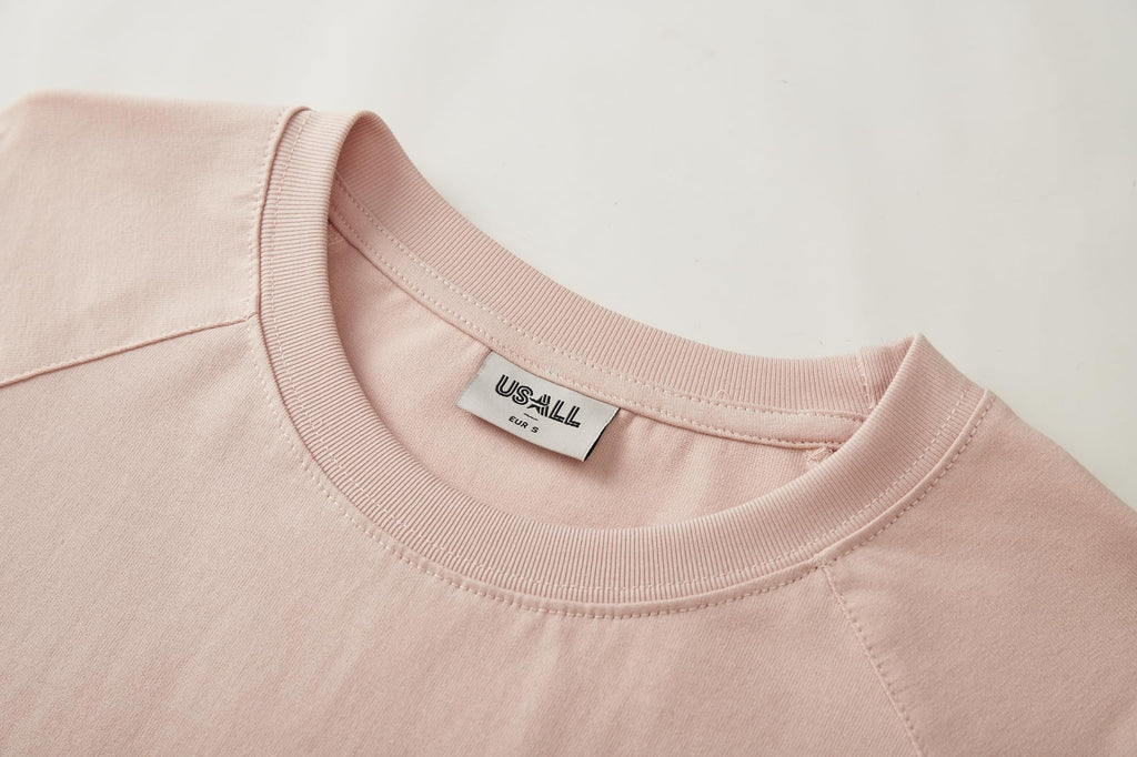 Men’s Long Sleeve Cotton T-Shirt Vintage Heavyweight Casual – Pink 3XL