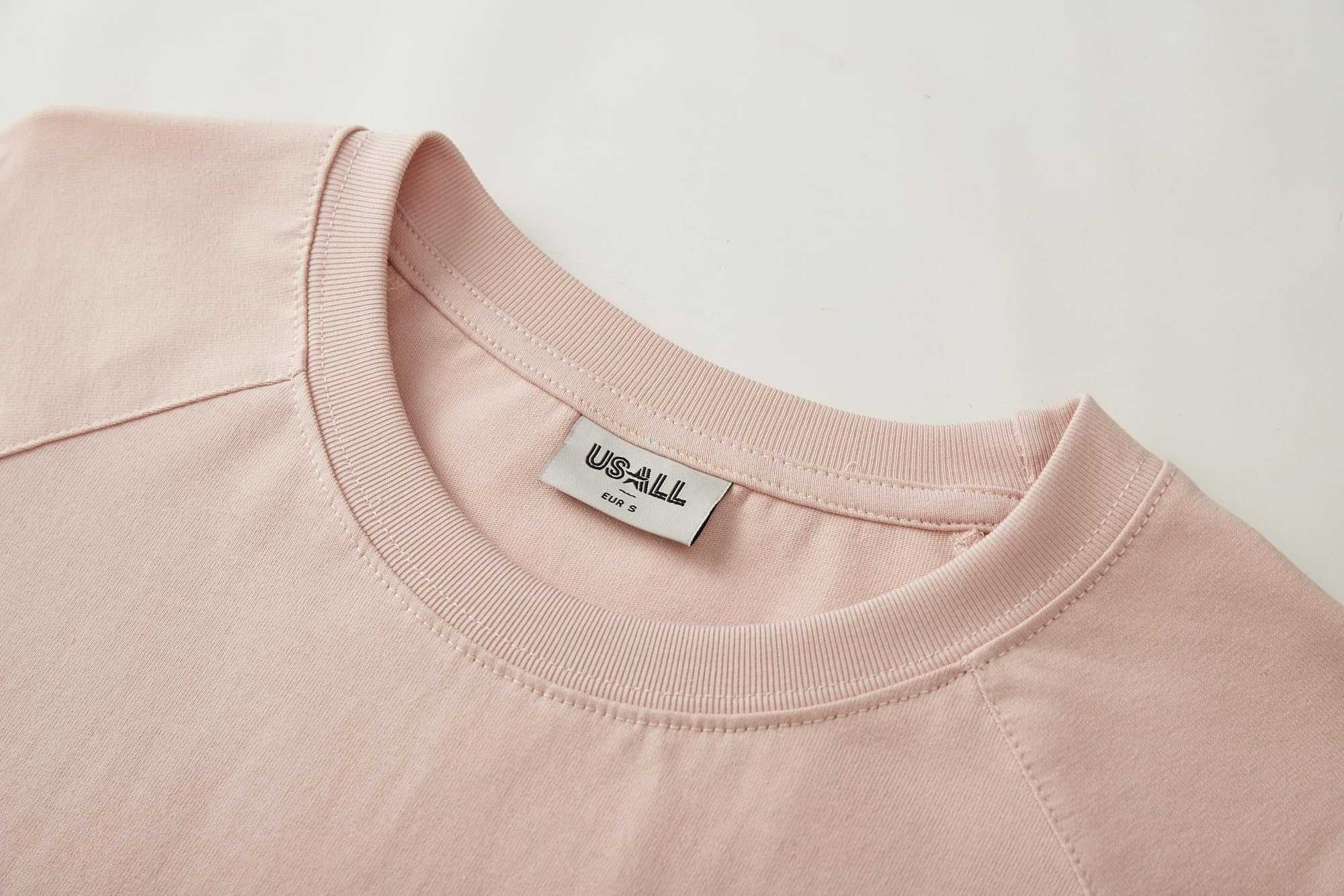 Men’s Long Sleeve Cotton T-Shirt Vintage Heavyweight Casual – Pink 3XL