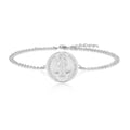 Saint Benedict 925 Sterling Silver Talisman Bracelet Round Coin Antiqued Unisex – Silver