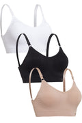 Channo Women's Nylon Wireless Sports Bra: Seamless Padded Bra with Removable Pads – For Fitness & Everyday Wear – Pack of 3, Basic, L/XL