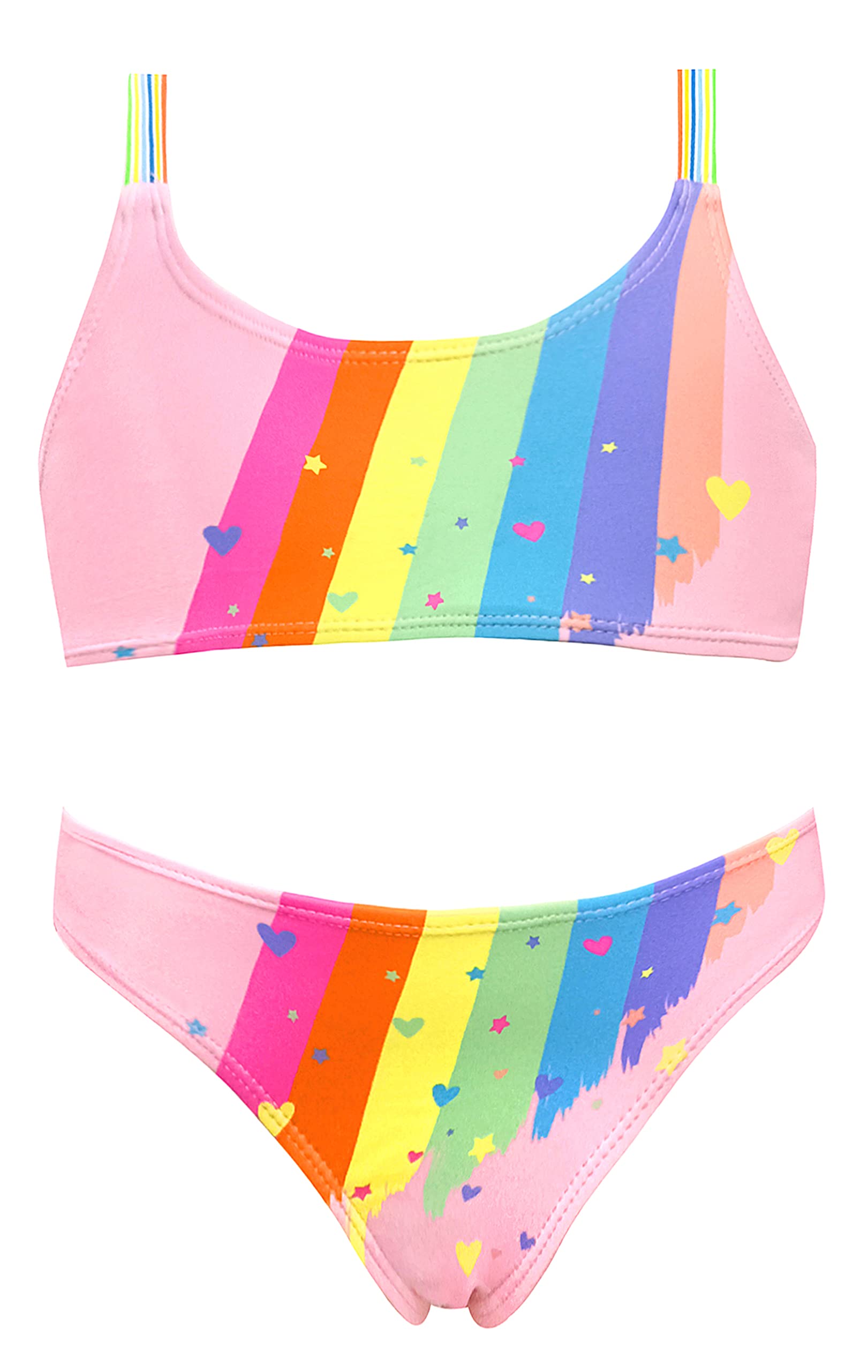 Girls Two-Piece Tankini Swimsuit Printed – Pink A 3-4 yrs