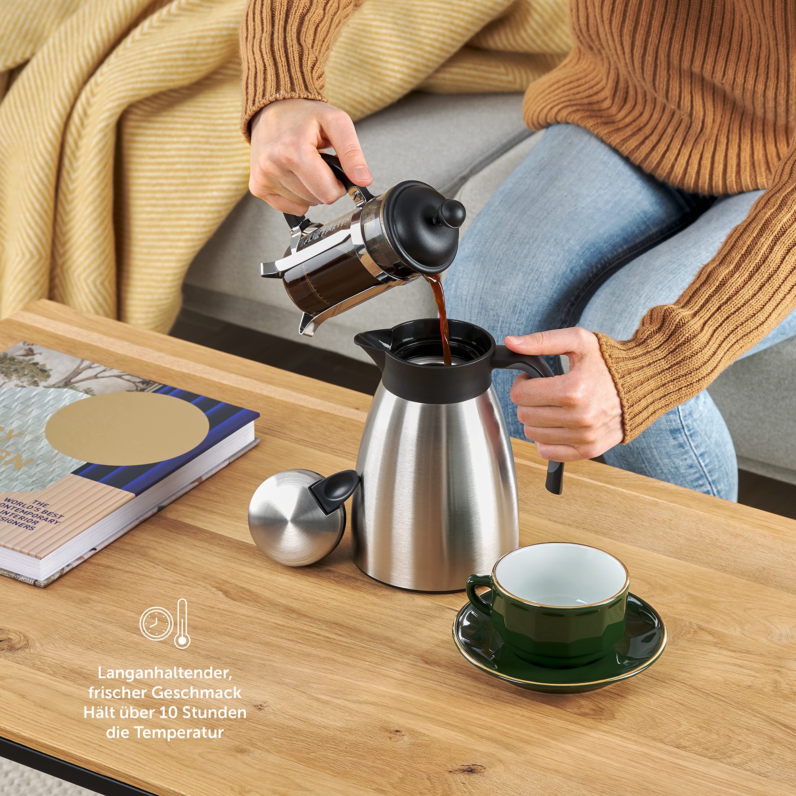 Blumtal BPA-Free Thermos Teapot 1L – Off-White