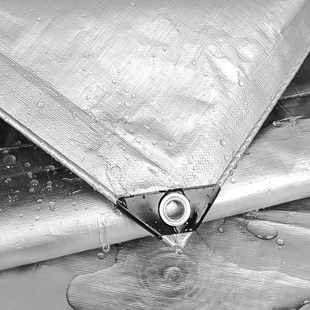 Waterproof Tarpaulin 4x4m UV-Stabilised 160gsm Eyelets Tear-Resistant – Silver