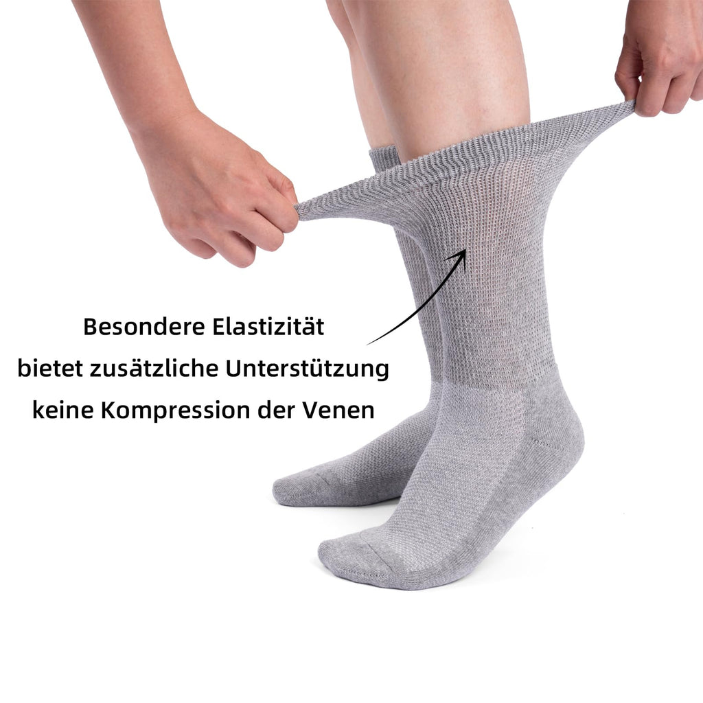 Diabetic Socks 6 Pairs Non-Elastic Cotton Terry Sole Comfort Cuff – One Size