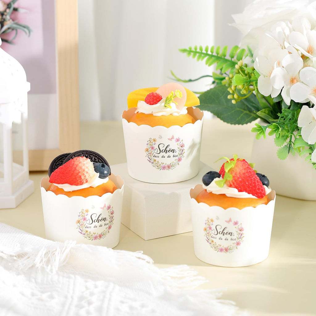 Paper Muffin Cups 150-Pack Mini Baking Cups for Baptism, Communion & Wedding Favors – Printed