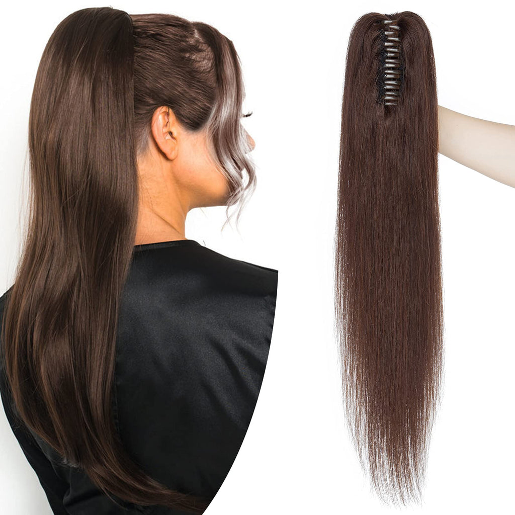 Clip-In Ponytail Extension 100% Remy Real Hair 35cm – Dark Brown #2