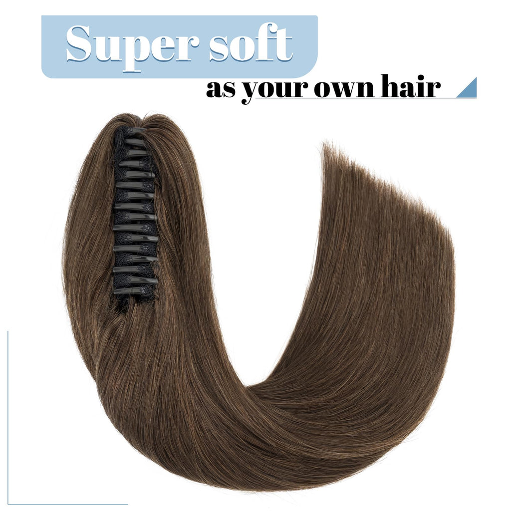 Clip-In Ponytail Extension 100% Remy Real Hair 35cm – Dark Brown #2